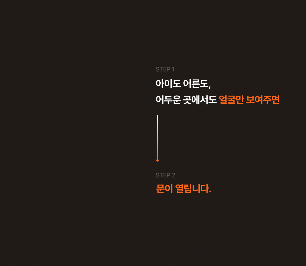 어두운 곳에서도 얼굴만 보여주면 문이 열립니다.